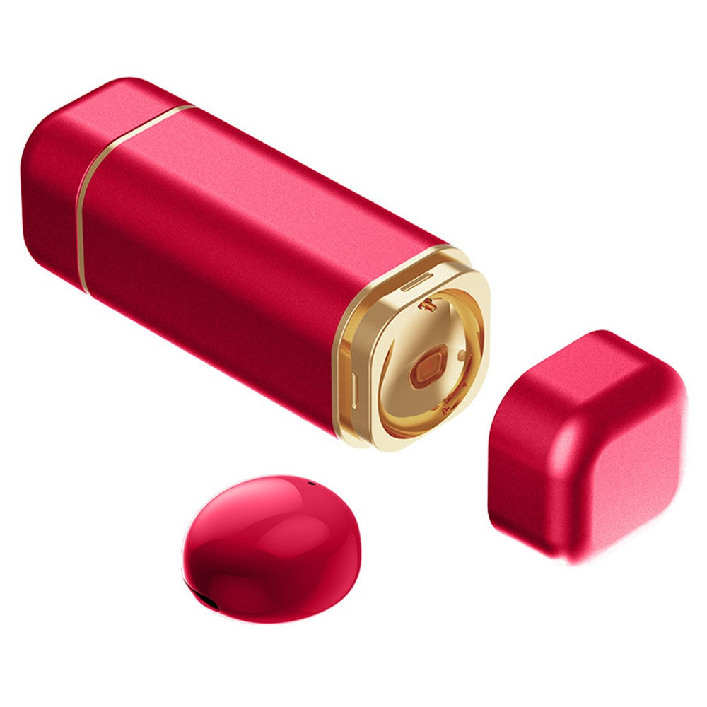 Single Wireless Earphone Mini Bluetooth-compatible Headset Sports Headphone with Lipstick-shaped Charging Case