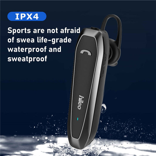 HILEO Hi6 Single Ear Wireless Bluetooth-compatible Headset Low-Power Dissipation Earphone Business Style Ultra-Long Standby Headphone Support IPX4 Water Resistant