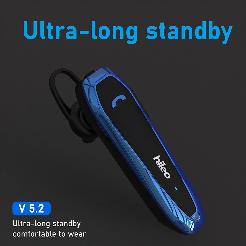 HILEO Hi6 Single Ear Wireless Bluetooth-compatible Headset Low-Power Dissipation Earphone Business Style Ultra-Long Standby Headphone Support IPX4 Water Resistant