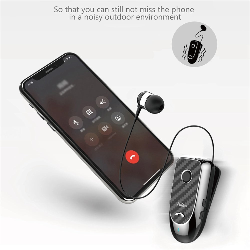 HILEO Hi60 Clip-On Style Bluetooth-compatible Headset Single Ear Wireless Headphone Stretchable Business Earphone for Driving