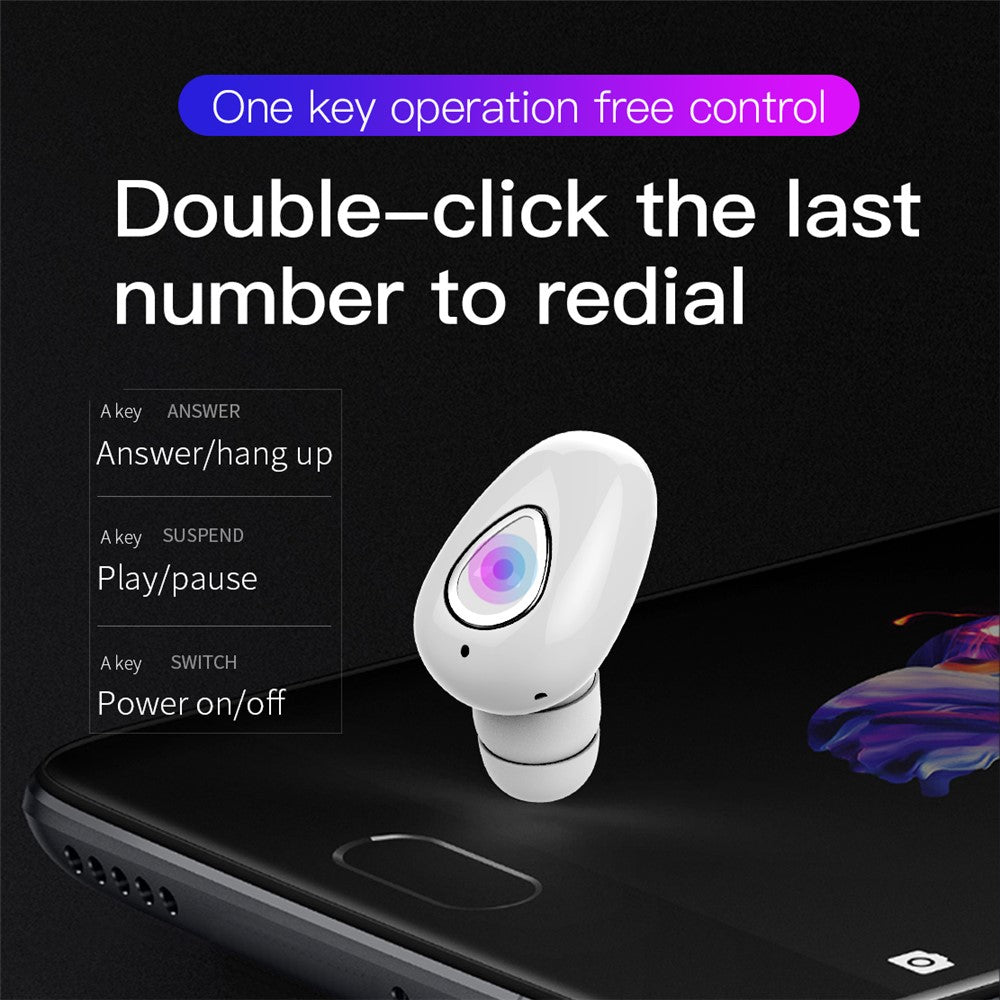 YX01 Single Ear Bluetooth-compatible Headset Wireless Mini Earphone Sports Running with Charging Case and Charging Cable