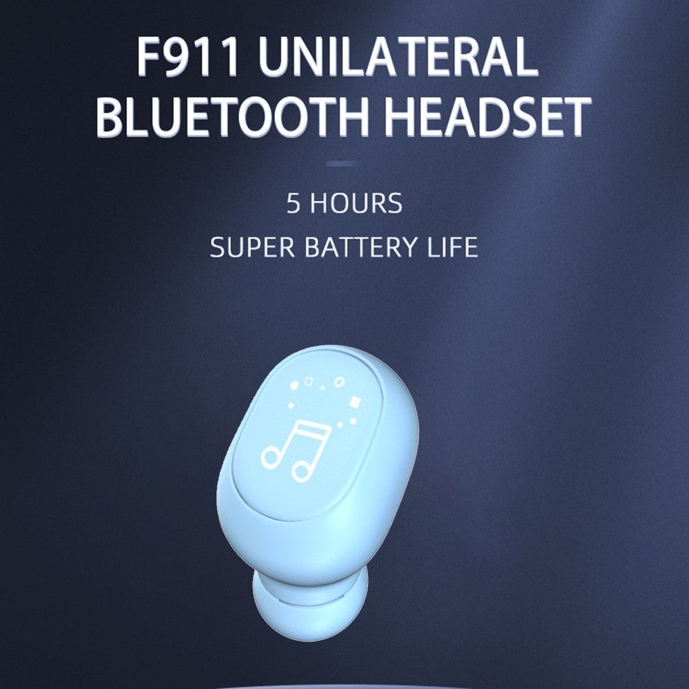 F911 Bluetooth-compatible Earbud Single Wireless Earphone Mini Headset Hands-Free Car Headphone Earpiece