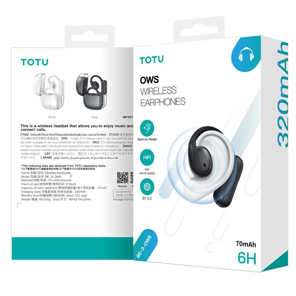 TOTU BE-3-OWS Bluetooth-compatible Wireless Headphone Earphone Earhook Hanging Headset with Charging Bin