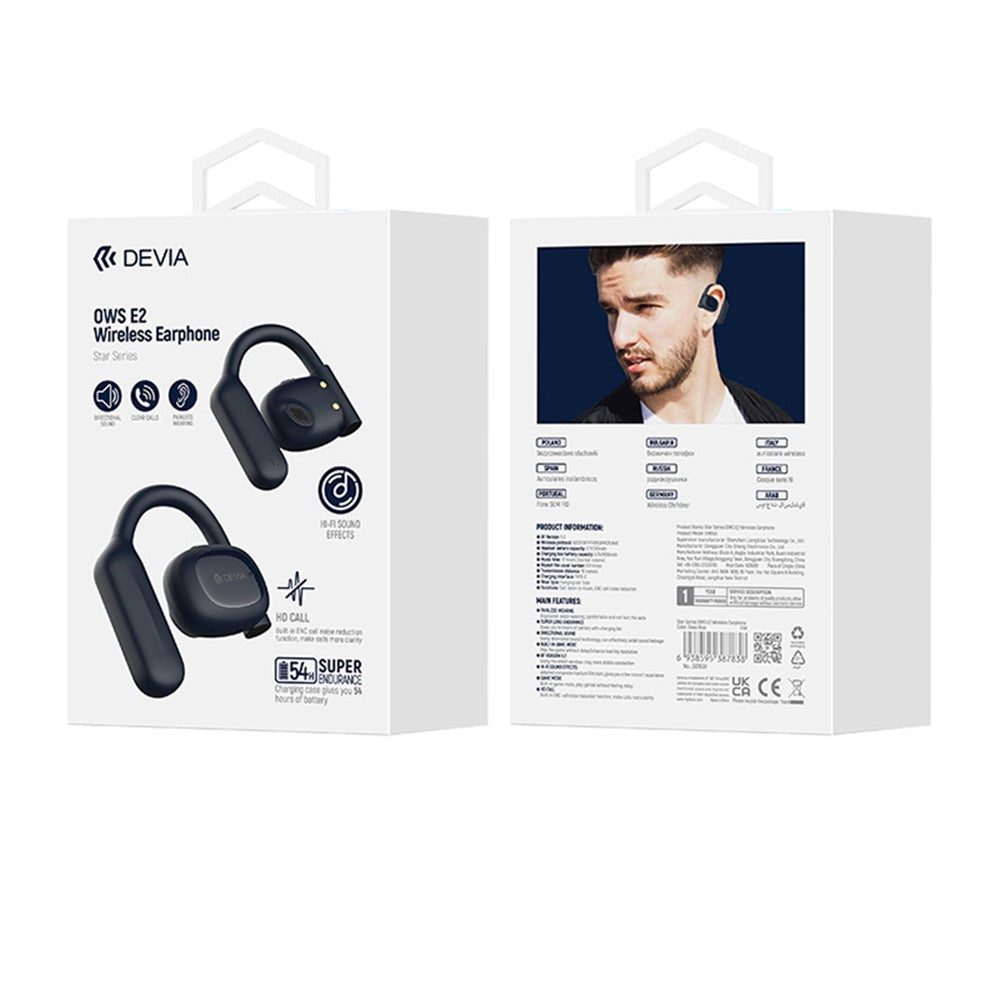 DEVIA Star Series EM043 OWS E2 Single Ear Wireless Earphone Ear-Hook ENC Noise Reduction Bluetooth-compatible Earbud