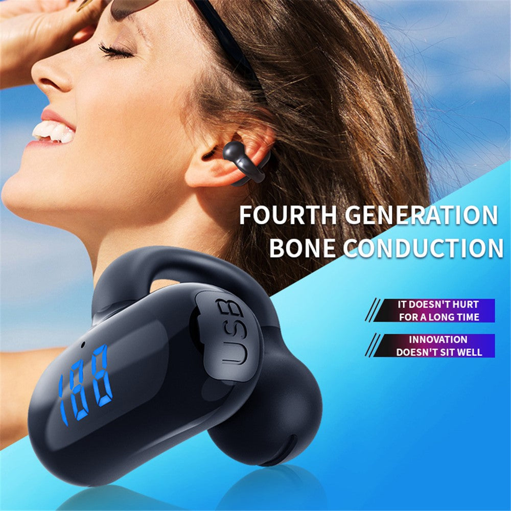 F20 Bluetooth-compatible Ear Clip Earphone Digital Display Wireless Music Headset
