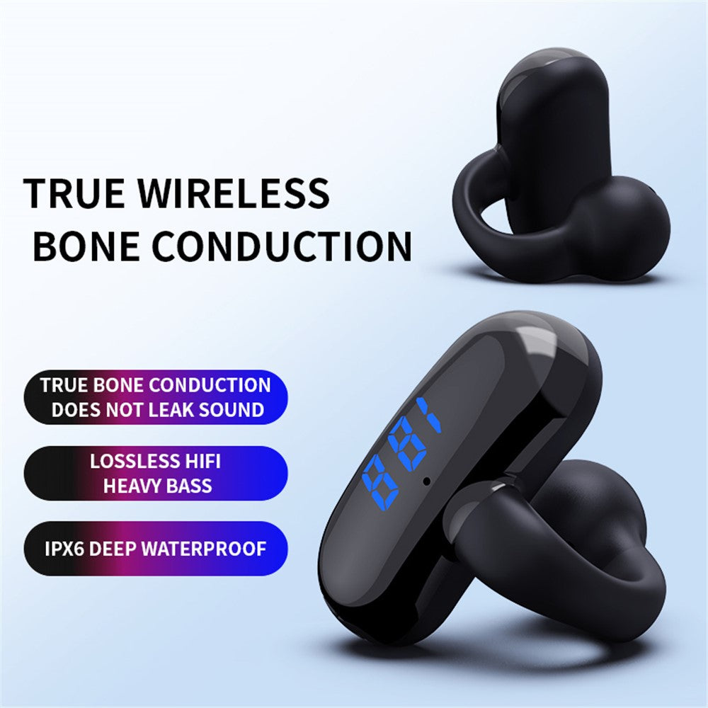 F20 Bluetooth-compatible Ear Clip Earphone Digital Display Wireless Music Headset