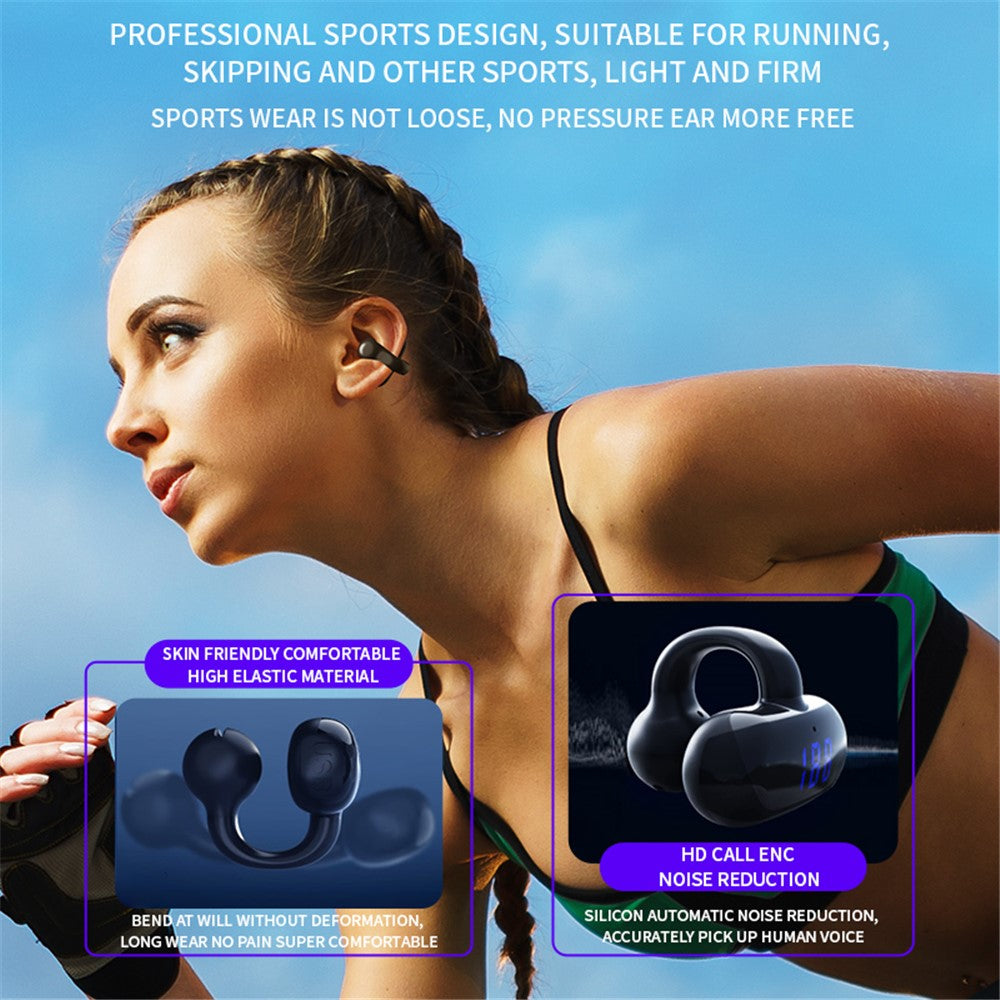 F20 Bluetooth-compatible Ear Clip Earphone Digital Display Wireless Music Headset