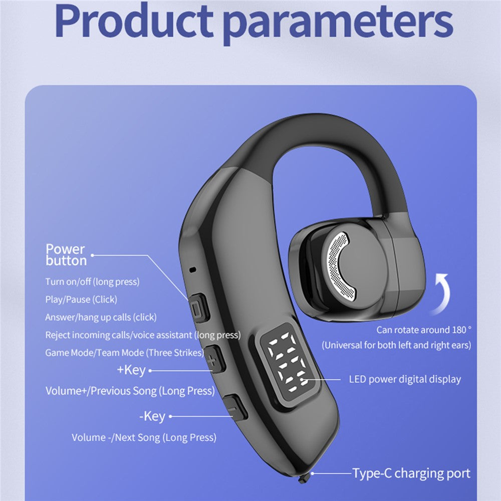 X30 Bluetooth-compatible 5.4 Single Ear Business Headphone Wireless Hook Earphone
