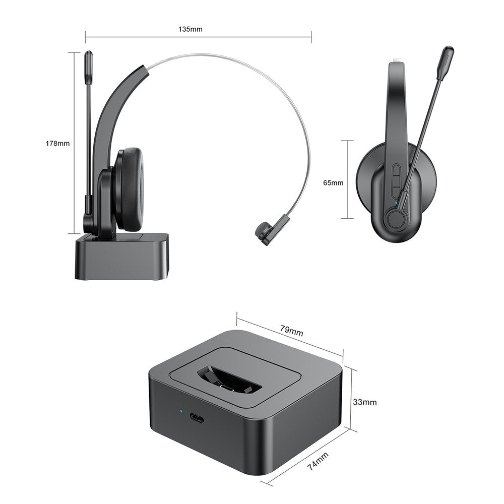 OY631 Bluetooth-compatible 5.3 Headset Customer Service Headphone with Mic Noise-Cancelling Wireless Headset for Truck Driver