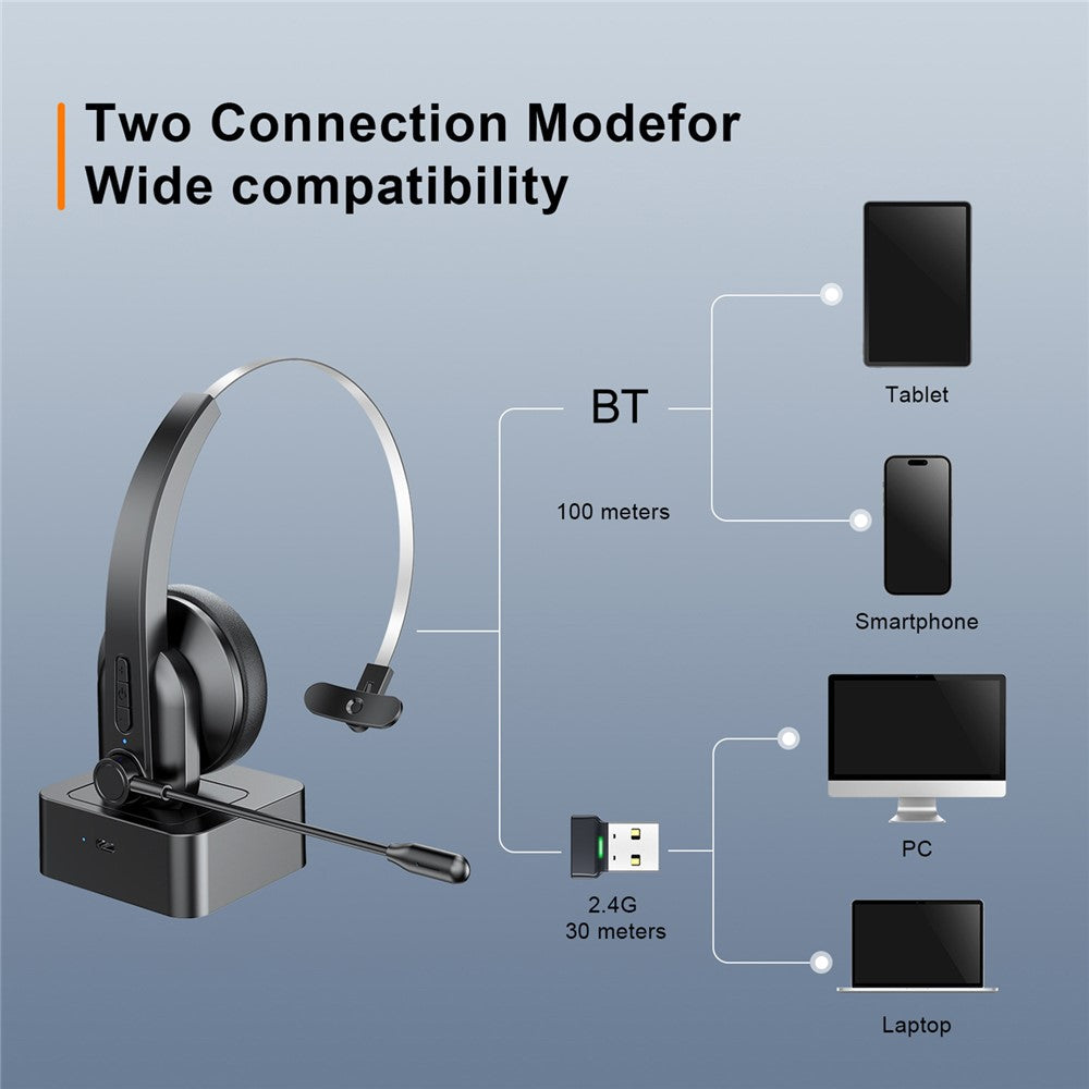 OY631 Bluetooth-compatible 5.3 Headset Customer Service Headphone with Mic Noise-Cancelling Wireless Headset for Truck Driver
