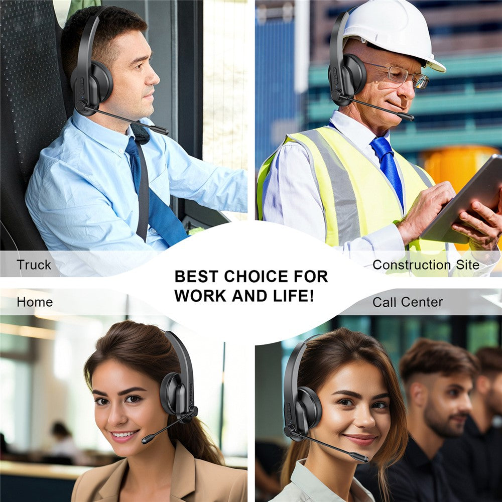 OY631 Bluetooth-compatible 5.3 Headset Customer Service Headphone with Mic Noise-Cancelling Wireless Headset for Truck Driver