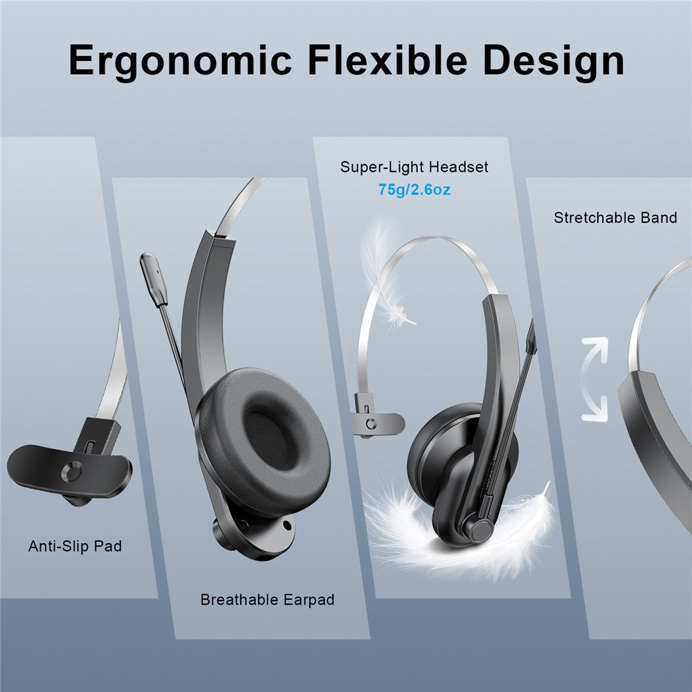 OY631 Bluetooth-compatible 5.3 Headset Customer Service Headphone with Mic Noise-Cancelling Wireless Headset for Truck Driver