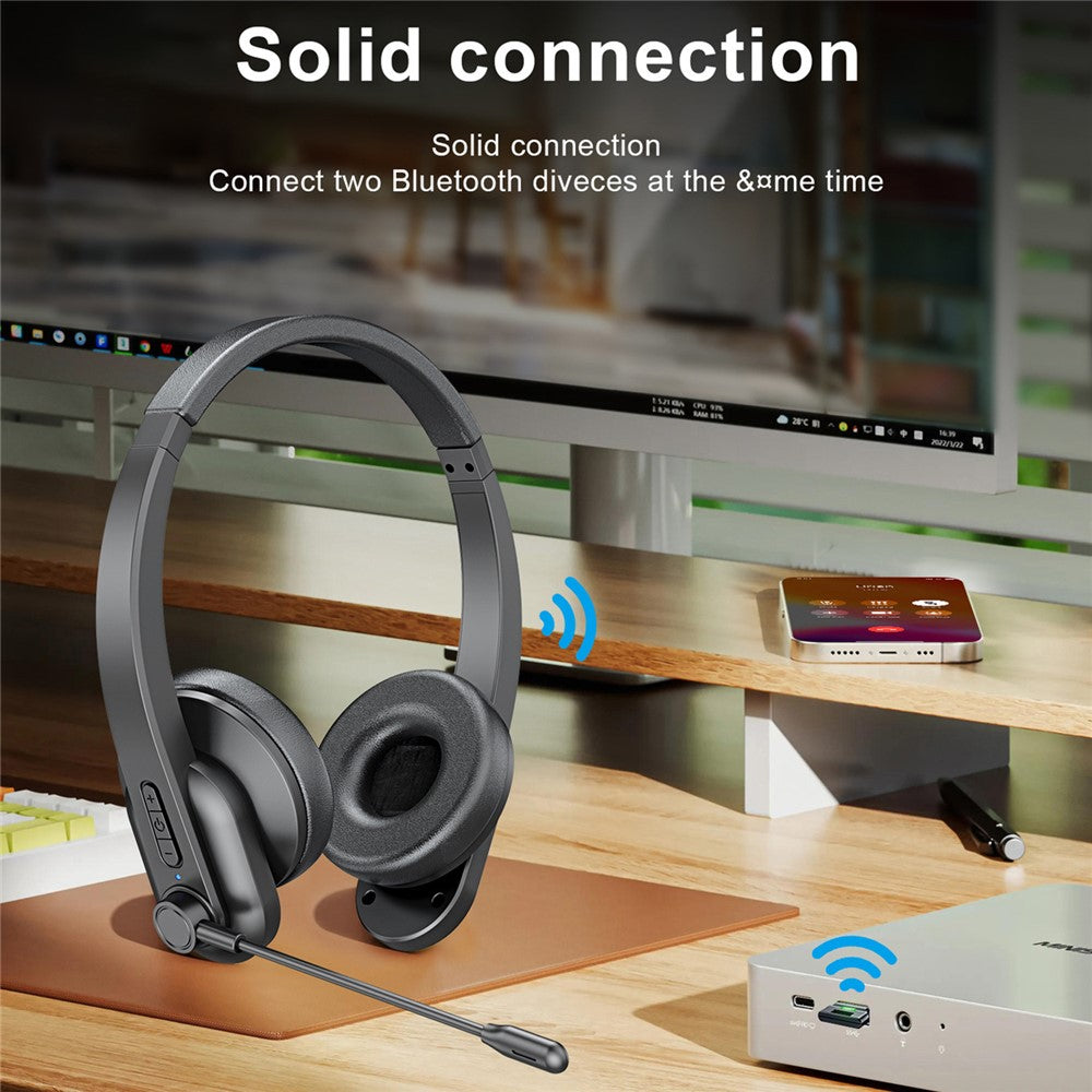 OY631 Bluetooth-compatible 5.3 Headset Customer Service Headphone with Mic Noise-Cancelling Wireless Headset for Truck Driver