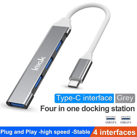 IMAK Multifunction Type-C Docking Station 4 in 1 Multi-Port Converter to 3 USB2.0 + USB 3.0 USB-C HUB Adapter Compatible with Windows / macOS / Linux