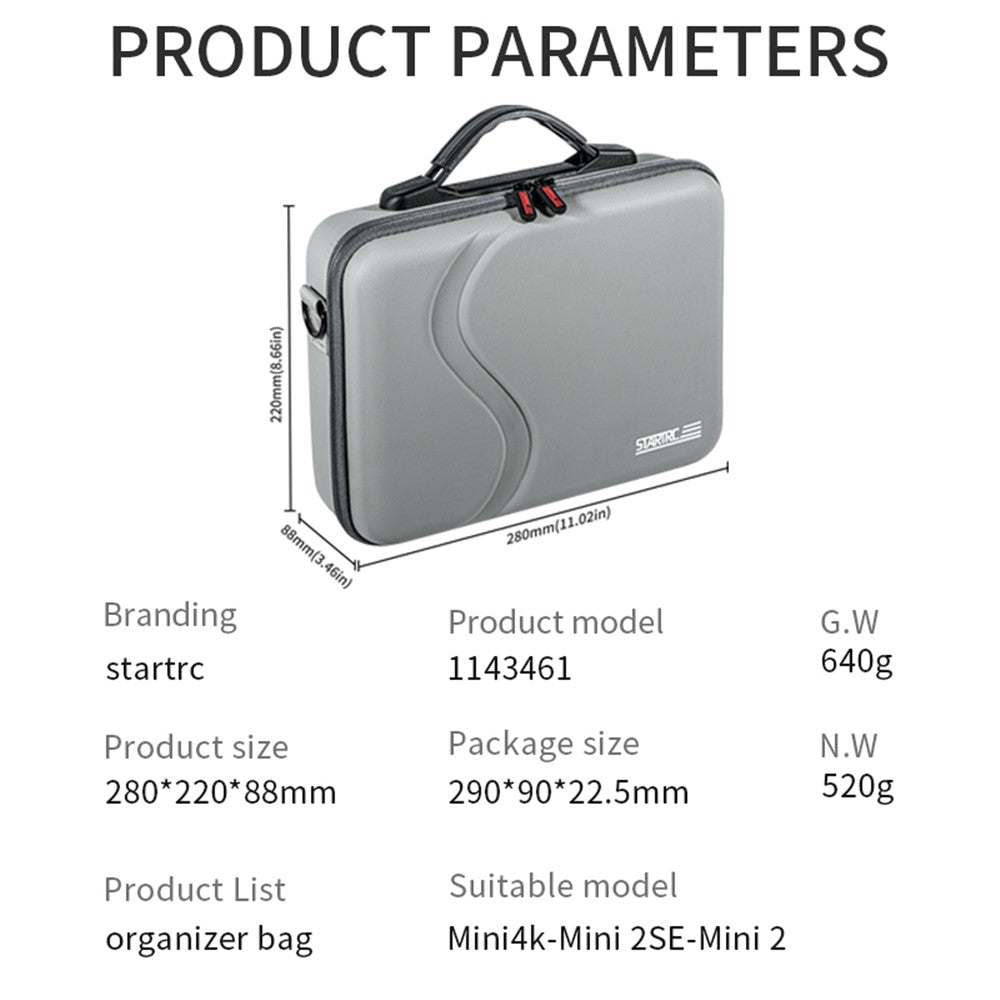 STARTRC 1143461 For DJI Mini 4K / Mini 2 SE / Mini 2 RC Drone Storage Bag PU Handbag Shoulder Bag