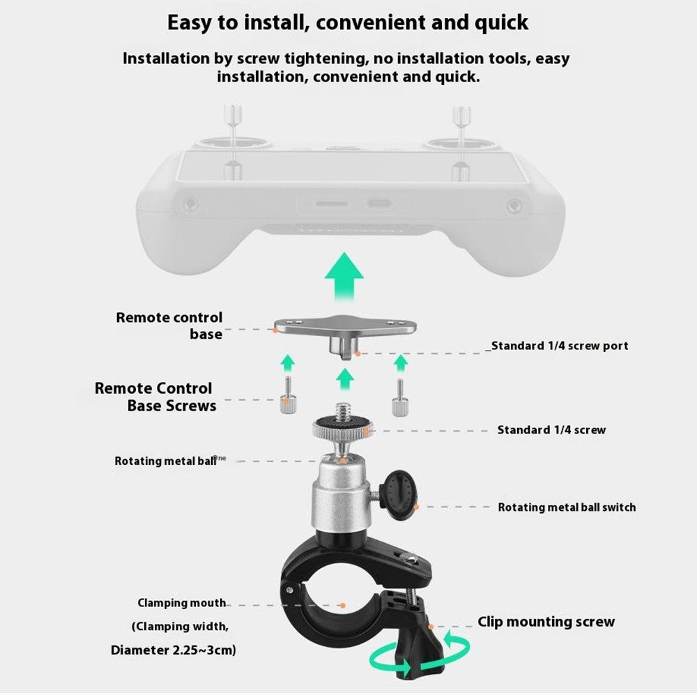 BRDRC Bike Holder Mount for DJI RC2 / RC Remote Controller with Screen Handlebar Fixing Bracket