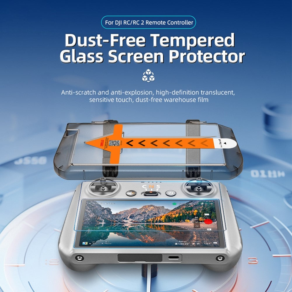 STARTRC 1139983 For DJI RC 2 / RC Remote Controller with Screen HD Tempered Glass Screen Film + Dust Removal Install Tool