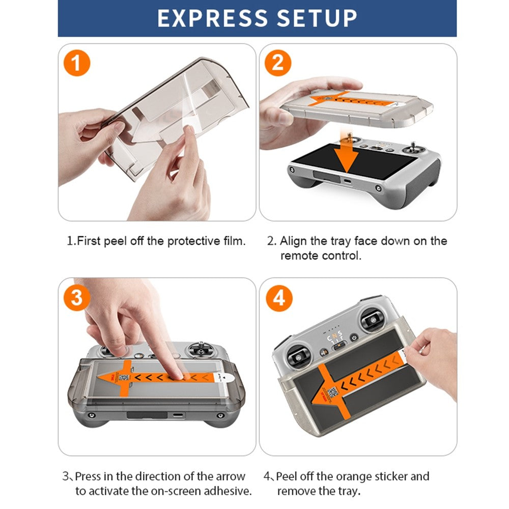 STARTRC 1139983 For DJI RC 2 / RC Remote Controller with Screen HD Tempered Glass Screen Film + Dust Removal Install Tool