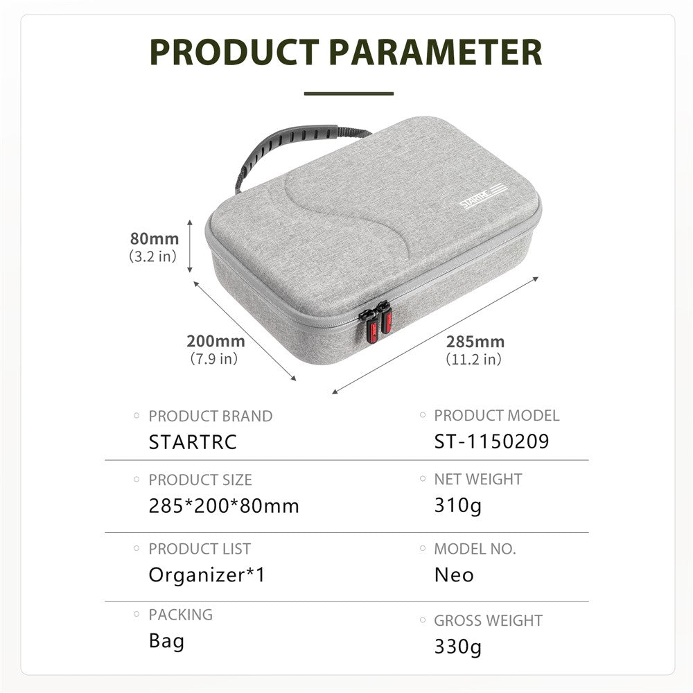 STARTRC 1150209 Portable PU Carrying Case for DJI Neo Drone, Single Battery Version