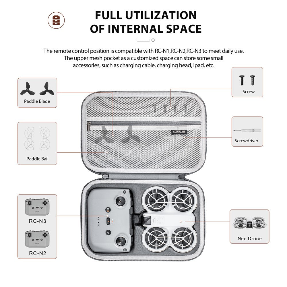 STARTRC 1150209 Portable PU Carrying Case for DJI Neo Drone, Single Battery Version