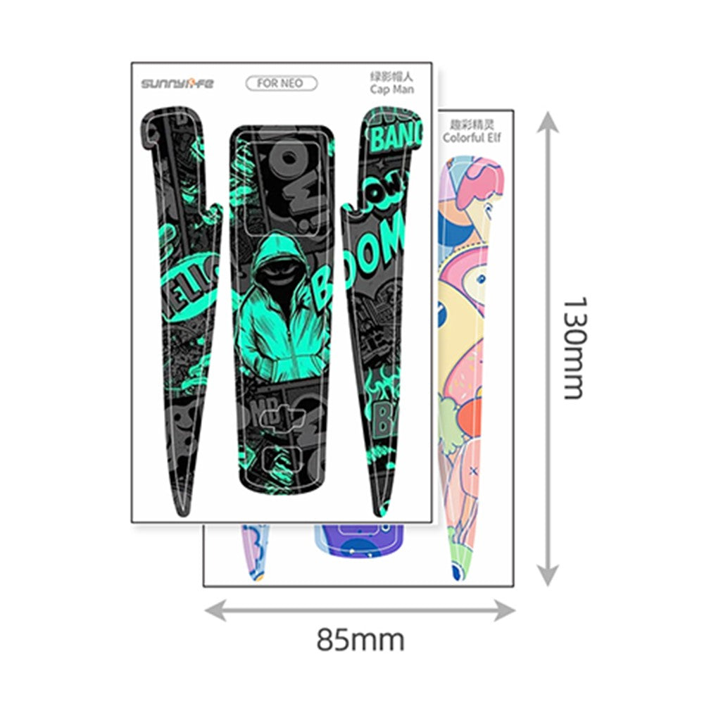 SUNNYLIFE NE-TZ869 For DJI Neo Drone 2Pcs Stickers Set Anti-Scratch Decorative Decals
