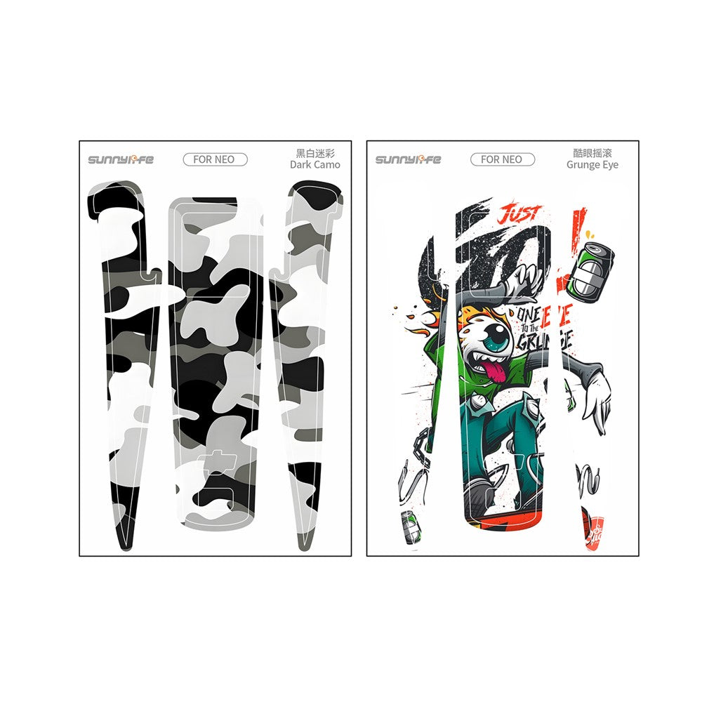 SUNNYLIFE NE-TZ869 For DJI Neo Drone 2Pcs Stickers Set Anti-Scratch Decorative Decals