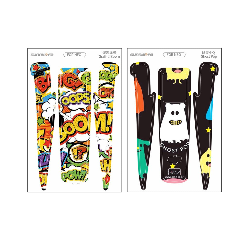 SUNNYLIFE NE-TZ869 For DJI Neo Drone 2Pcs Stickers Set Anti-Scratch Decorative Decals