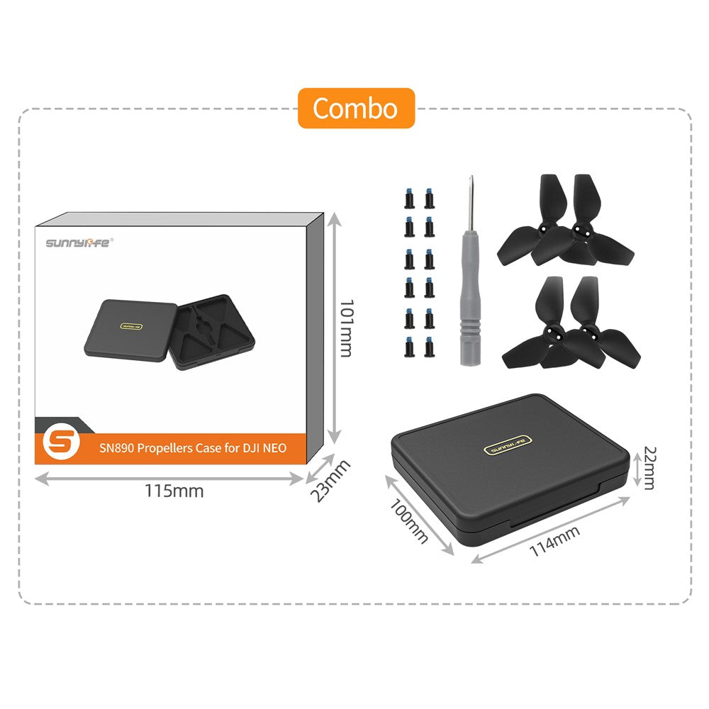 SUNNYLIFE NE-SN891 2 Pairs Propellers + Storage Box Repair Set for DJI NEO RC Drone