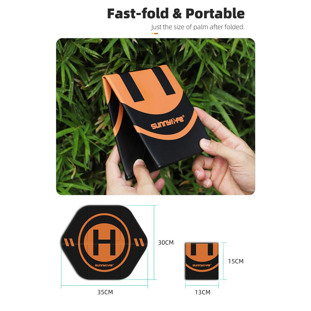 SUNNYLIFE TJP12 35cm PU Leather Double Sided Hexagonal Folding Drone Landing Pad