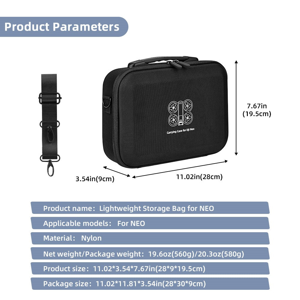 BRDRC For DJI Neo Drone Carrying Case PU Leather Compact Storage Bag with Should Strap