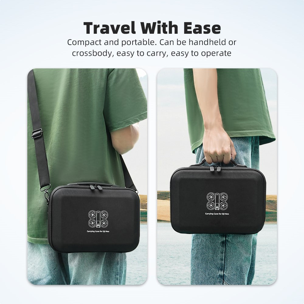 BRDRC For DJI Neo Drone Carrying Case PU Leather Compact Storage Bag with Should Strap