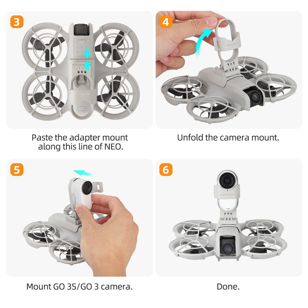SUNNYLIFE NE-GZ895 For DJI Neo Insta360 GO 3S / GO 3 Action Camera Shock Absorbing Mount Bracket