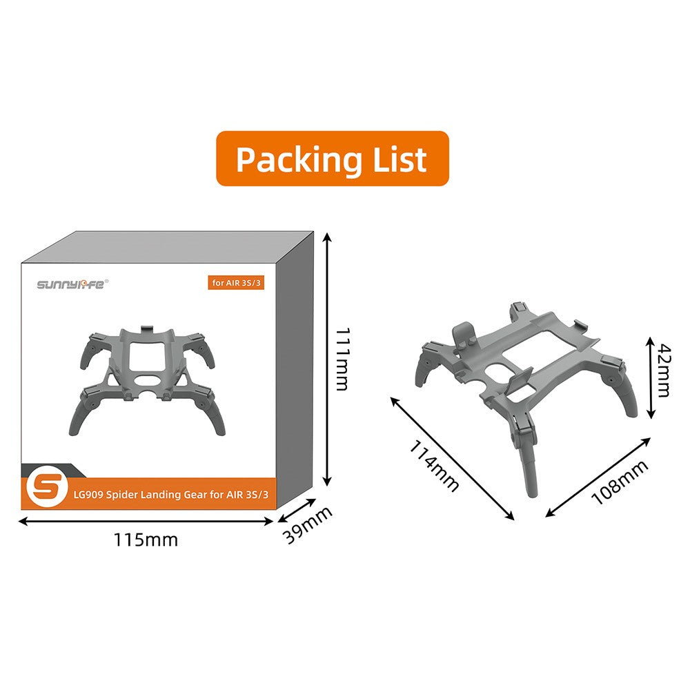 SUNNYLIFE A3S-LG909 For DJI Air 3S / Air 3 Plastic Landing Gear Foldable Drone Heighten Landing Stand