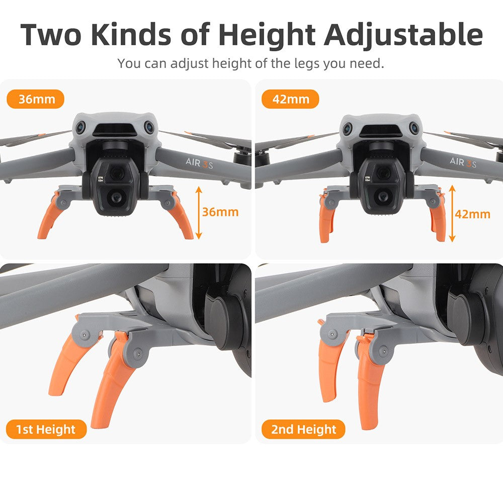 SUNNYLIFE A3S-LG909 For DJI Air 3S / Air 3 Plastic Landing Gear Foldable Drone Heighten Landing Stand