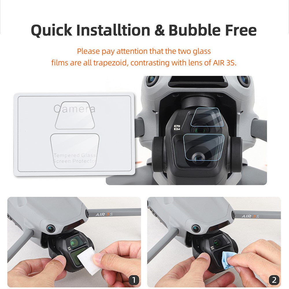 SUNNYLIFE 2 Sets For DJI Air 3S Anti-Scratch Drone Tempered Glass Film HD Screen Protector