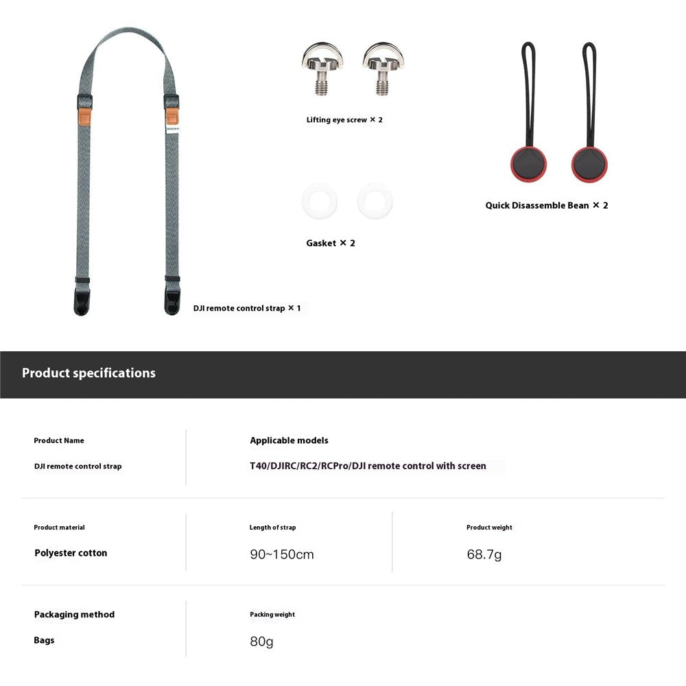 For DJI RC Pro / RC 2 / RC Drone Remote Control Neck Strap Polyester + Cotton Adjustable Length Lanyard