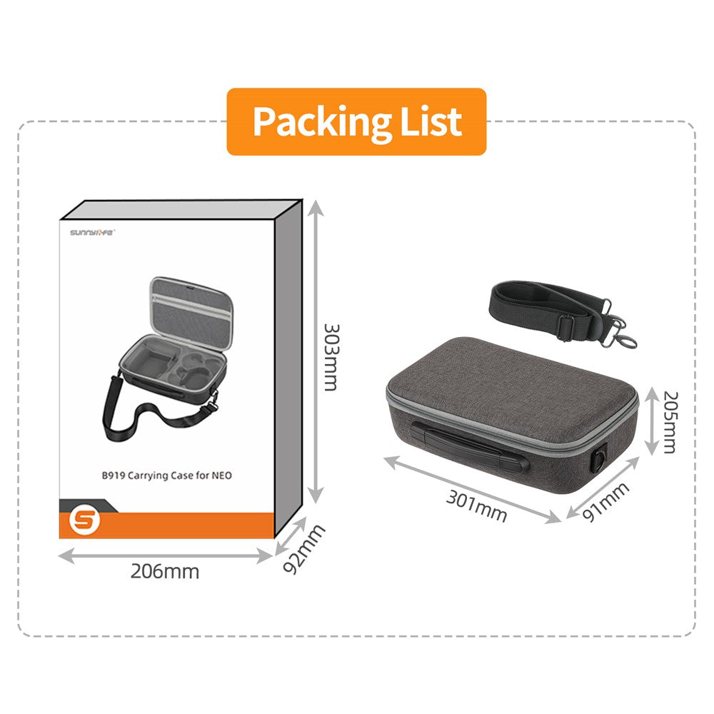 SUNNYLIFE NE-B919 For DJI Neo Protective Case Hard Shell Four Battery Set Bag (RC 2 Version)