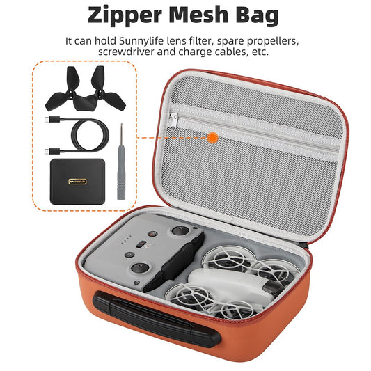 SUNNYLIFE NE-B918 For DJI Neo Storage Bag Hard Shell Protection Case Four Battery Set Bag