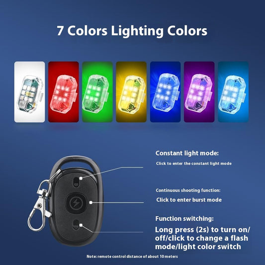 BRDRC 2Pcs Wireless Remote Control Strobe Light Night Flight Drone Flashing Lamp