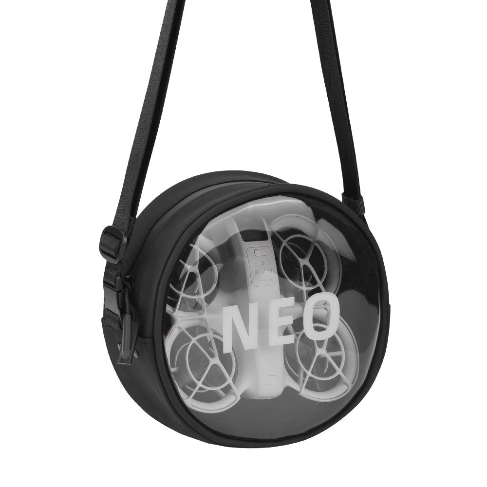 BRDRC For DJI Neo Transparent Window Waterproof PU Leather Round Crossbody Bag