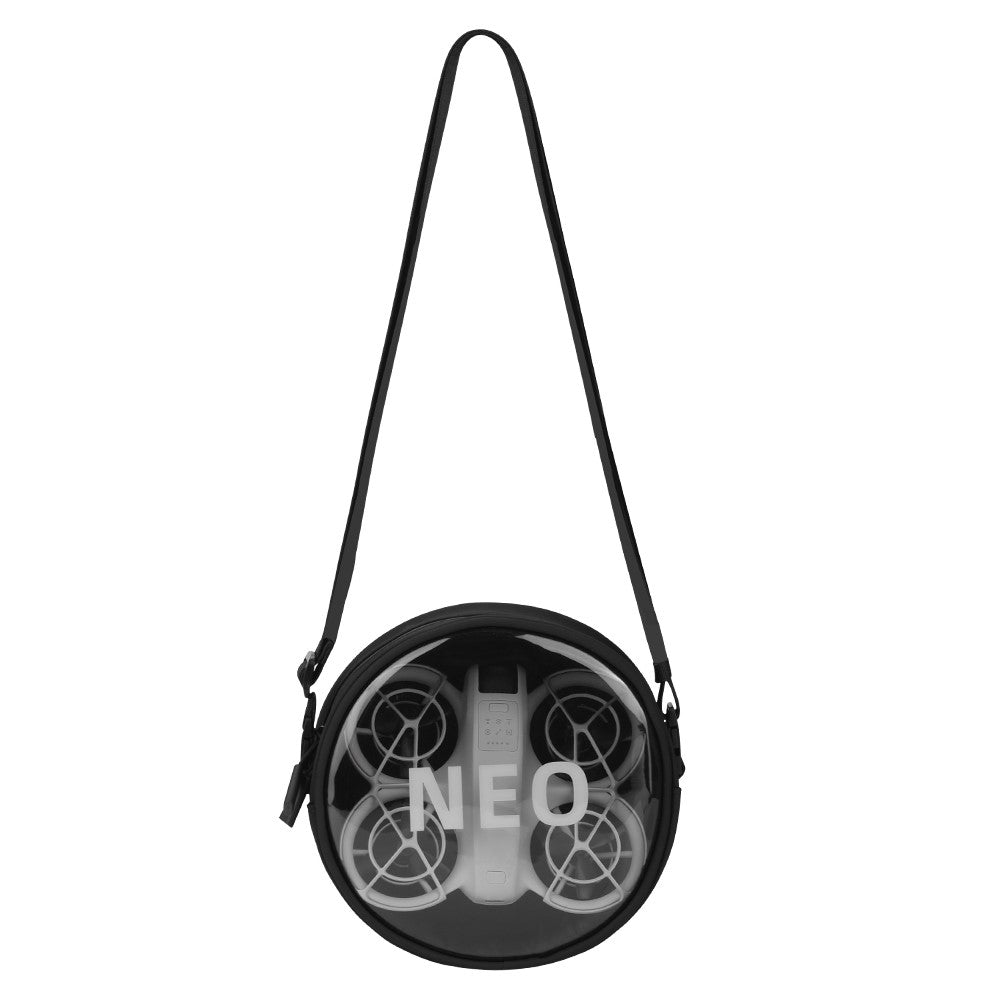 BRDRC For DJI Neo Transparent Window Waterproof PU Leather Round Crossbody Bag