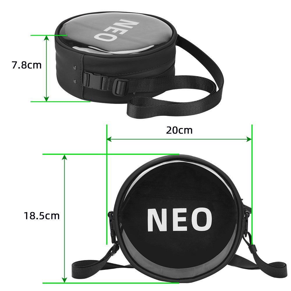 BRDRC For DJI Neo Transparent Window Waterproof PU Leather Round Crossbody Bag