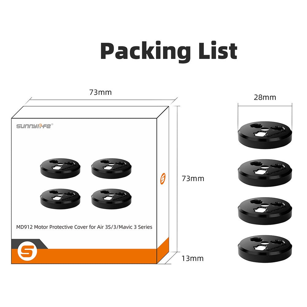 SUNNYLIFE MD912 4Pcs for DJI Air 3S / Air 3 / Mavic 3 Pro / 3 Classic / 3 Aluminum Alloy Motor Caps