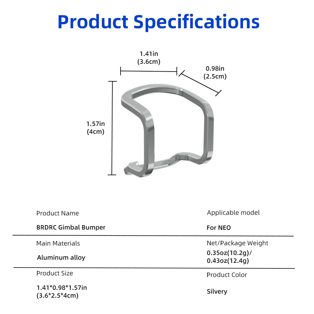 BRDRC Metal Gimbal Protector for DJI Neo Drone Lightweight Camera Guard