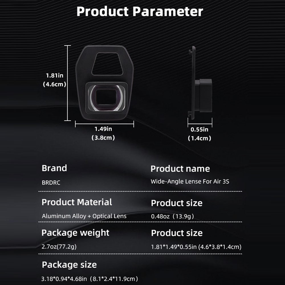 BRDRC For DJI Air 3S Wide-Angle Lens External Expanded View Drone Accessories