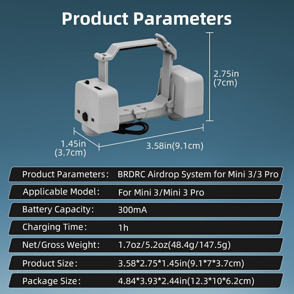 BRDRC For DJI Mini 3 / Mini 3 Pro Thrower Remote Control Airdrop System Drone Payload Release Device