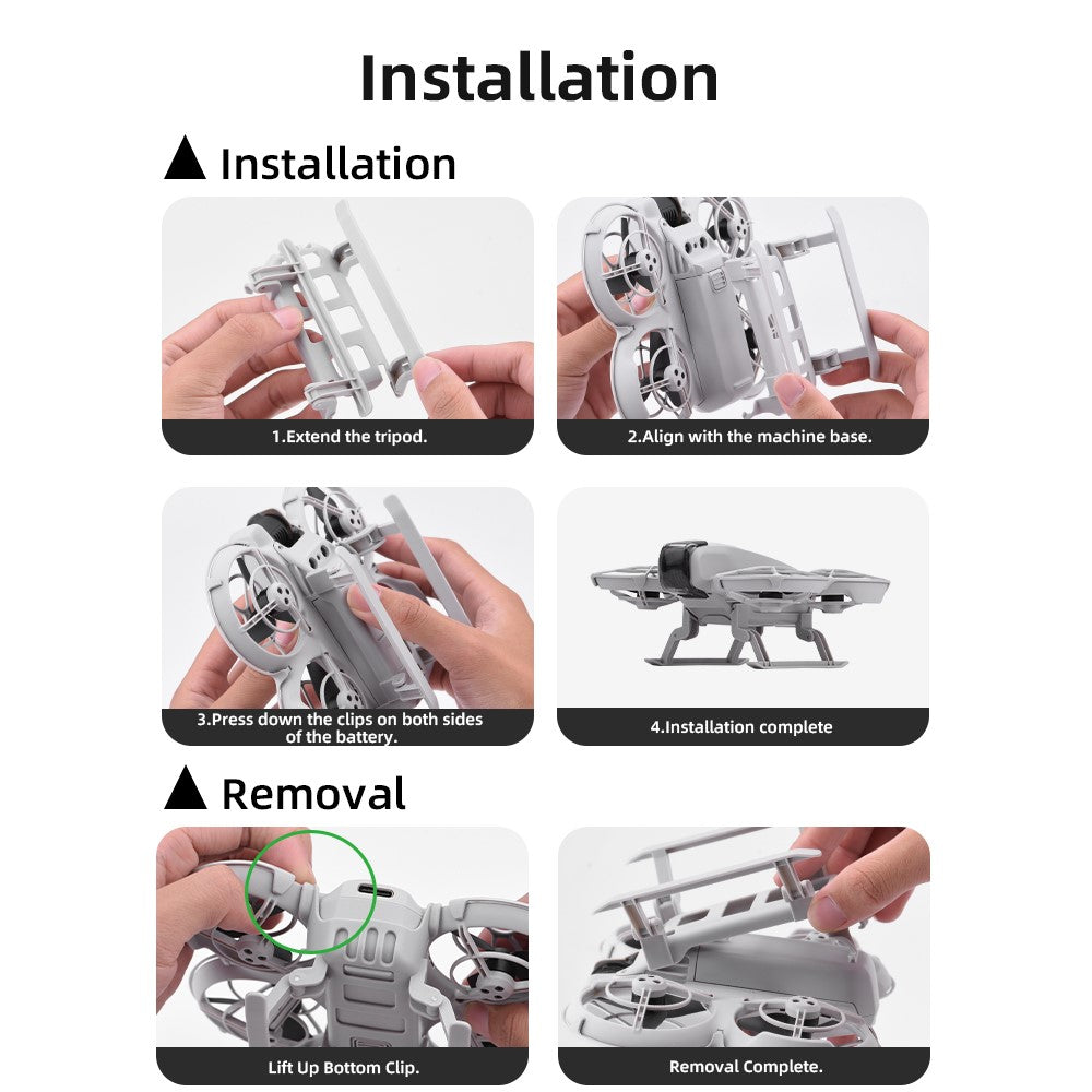 BRDRC For DJI Neo Drone Folding Tripod ABS Landing Gear Extension Legs
