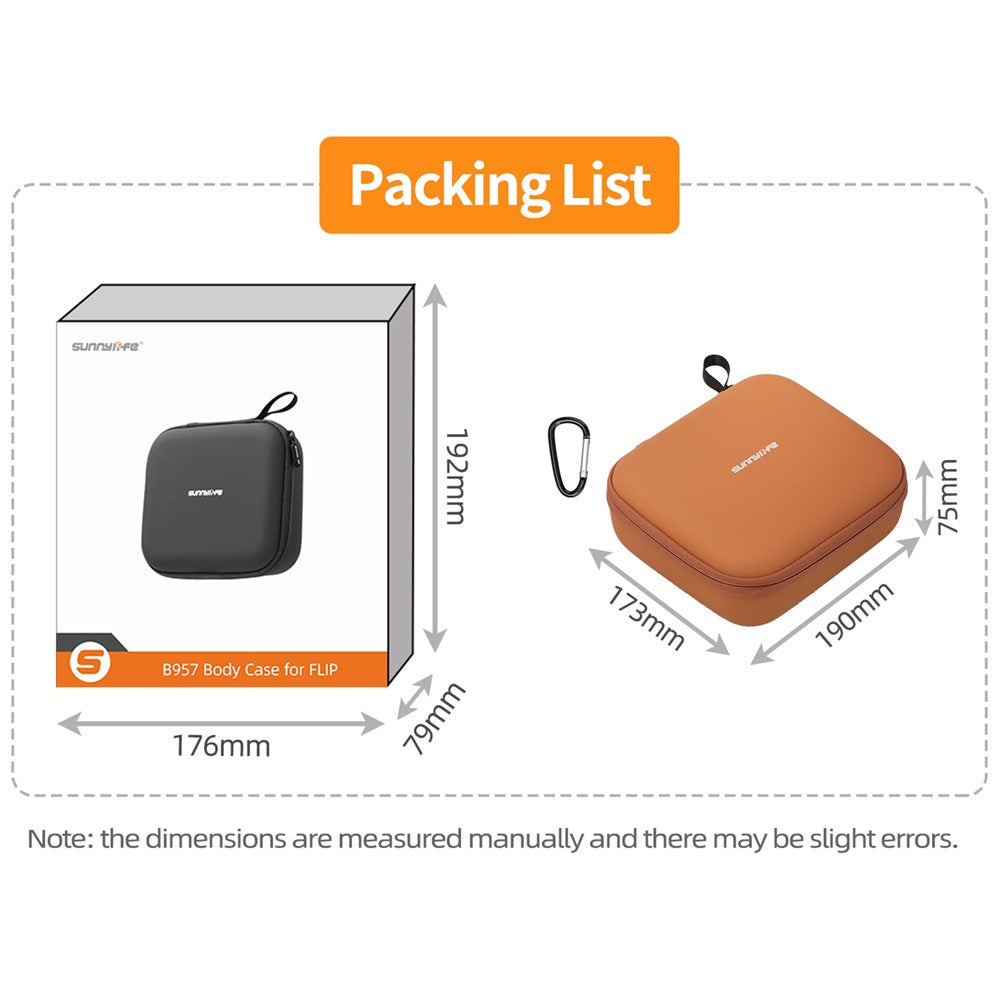 SUNNYLIFE FP-B957 For DJI Flip Drone Carrying Bag 2 Batteries Portable Travel Case with Carabiner