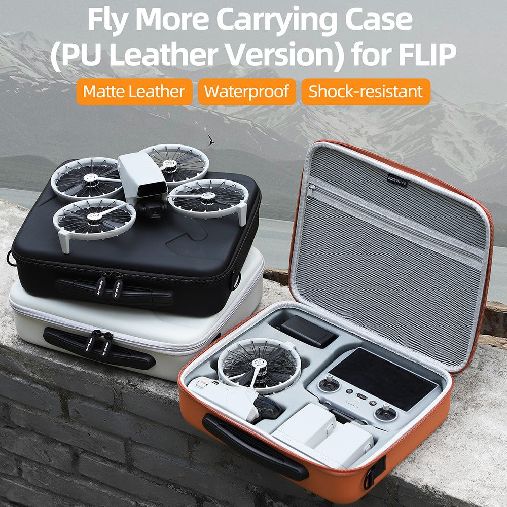 SUNNYLIFE FP-B958 For DJI Flip Drone Carrying Case 5 Batteries Leather Storage Bag
