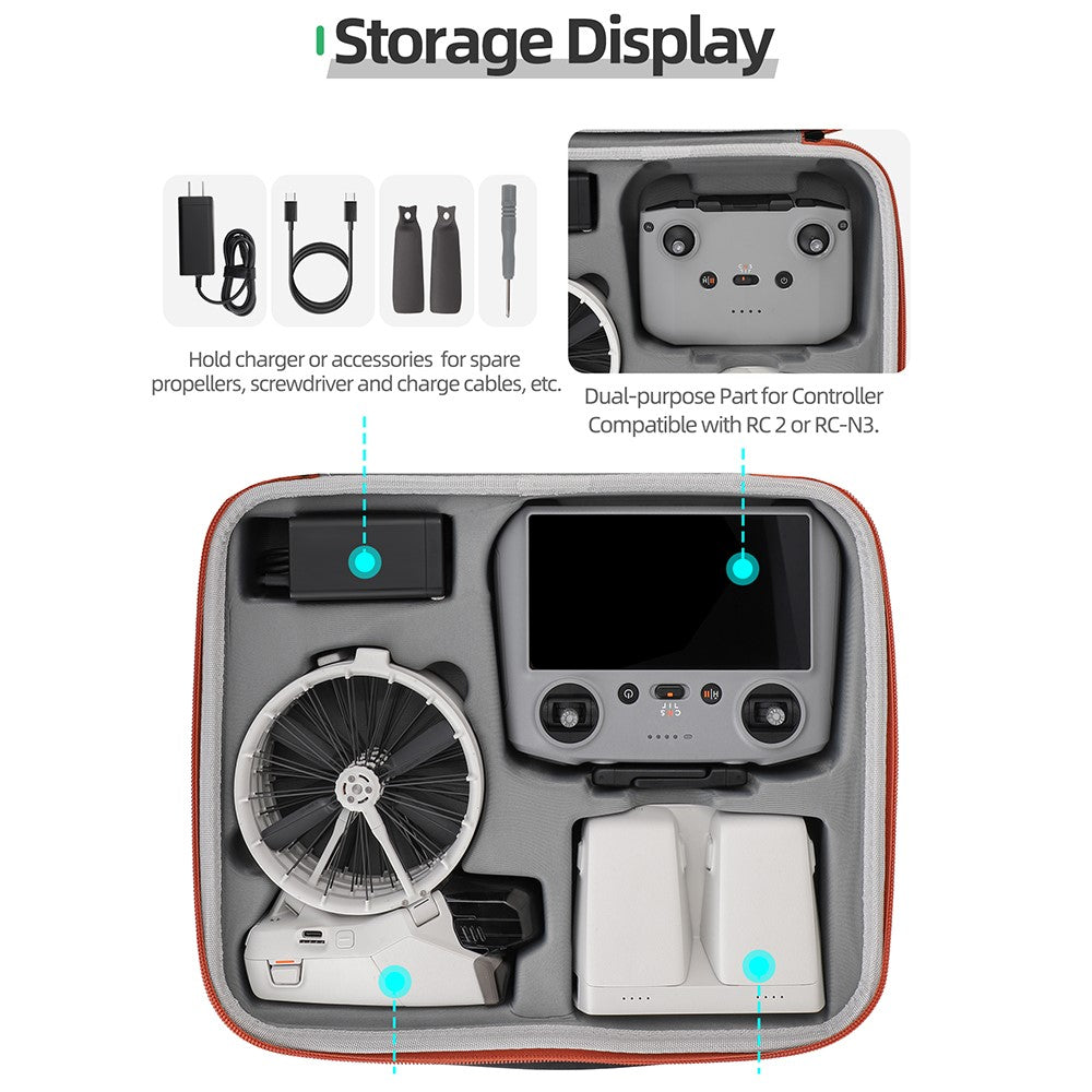 SUNNYLIFE FP-B958 For DJI Flip Drone Carrying Case 5 Batteries Leather Storage Bag